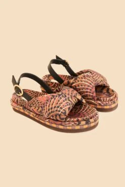 Farm Rio Caramel Macawmouflage Puffy Flat Sandal