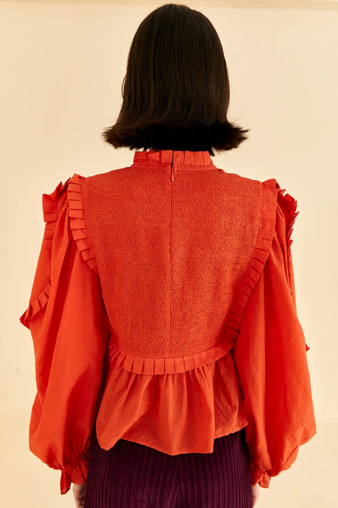 Farm Rio Orange Smocked Blouse 6 Farm Rio Orange Smocked Blouse - Image 4