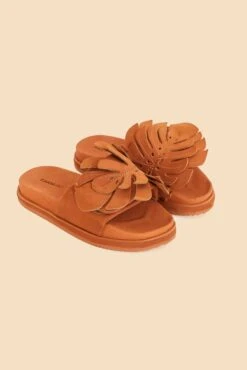 Farm Rio Caramel Monstera Anatomic Slide Sandal