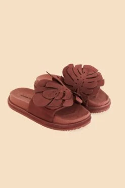 Farm Rio Wine Monstera Anatomic Slide Sandal