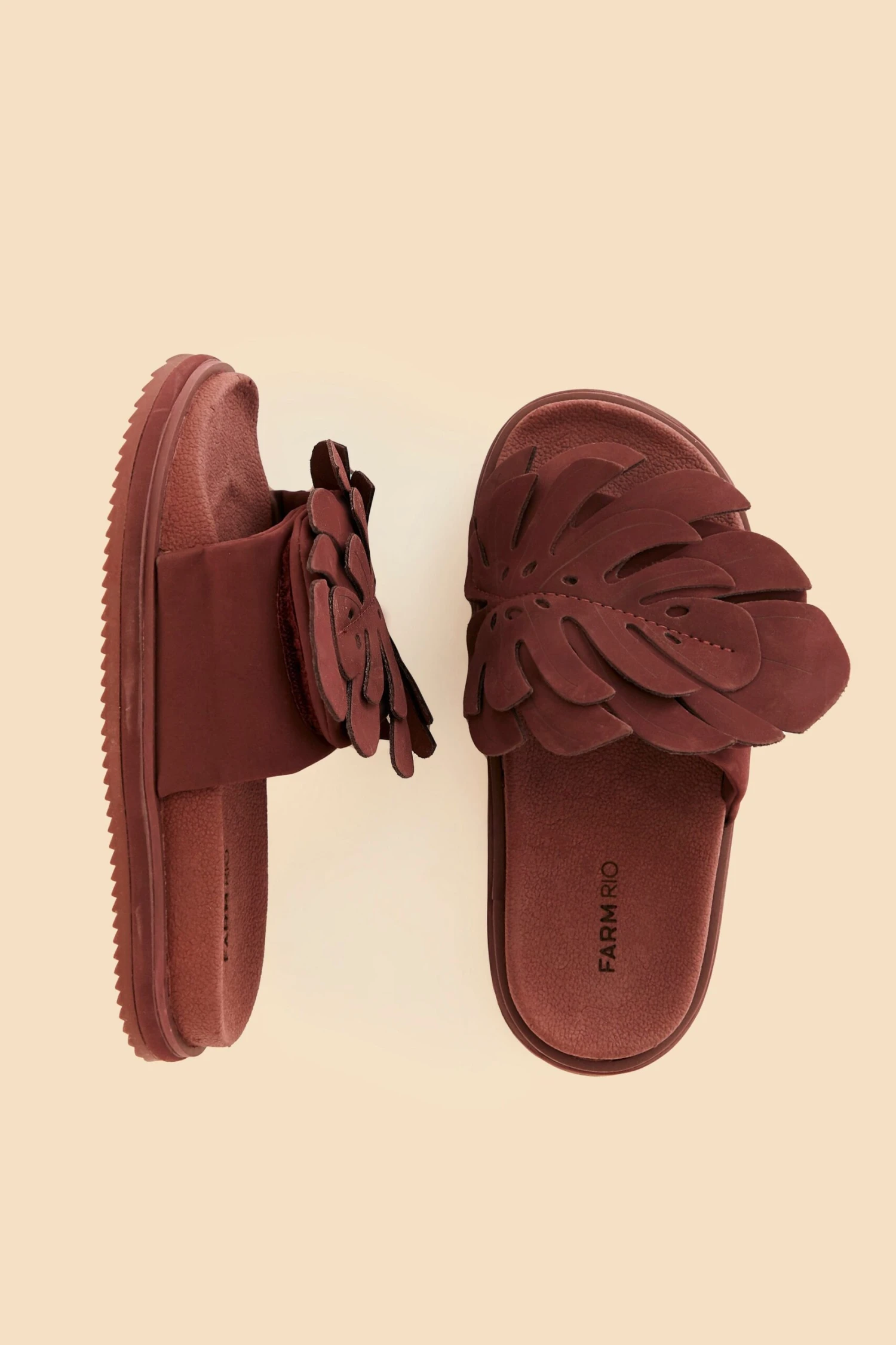 Farm Rio Wine Monstera Anatomic Slide Sandal 6 Farm Rio Wine Monstera Anatomic Slide Sandal - Image 4