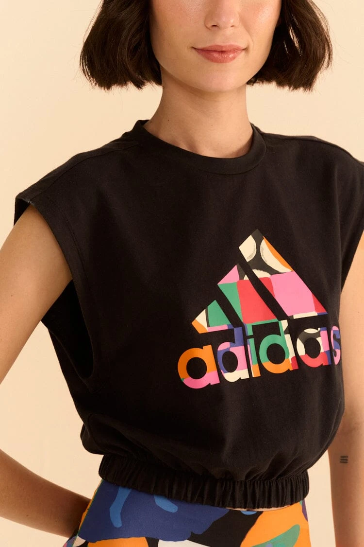 Farm Rio Adidas Farm Sleeveless Tee Black 5 Farm Rio Adidas Farm Sleeveless Tee Black - Image 3